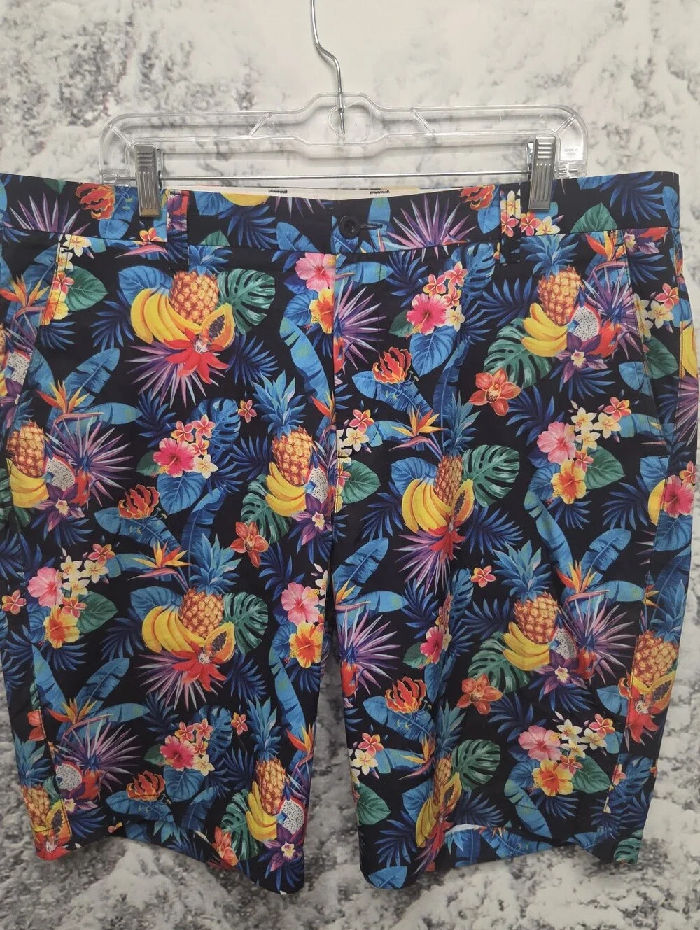 Hreski Mens Tropical Fruits Print Golf Short, Size 38